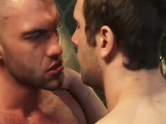 Зрелый мужчина берет в рот член опытного гея в спальне